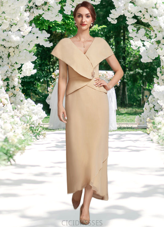 Nora A-line V-Neck Asymmetrical Chiffon Mother of the Bride Dress With Beading Sequins CIC8126P0014615