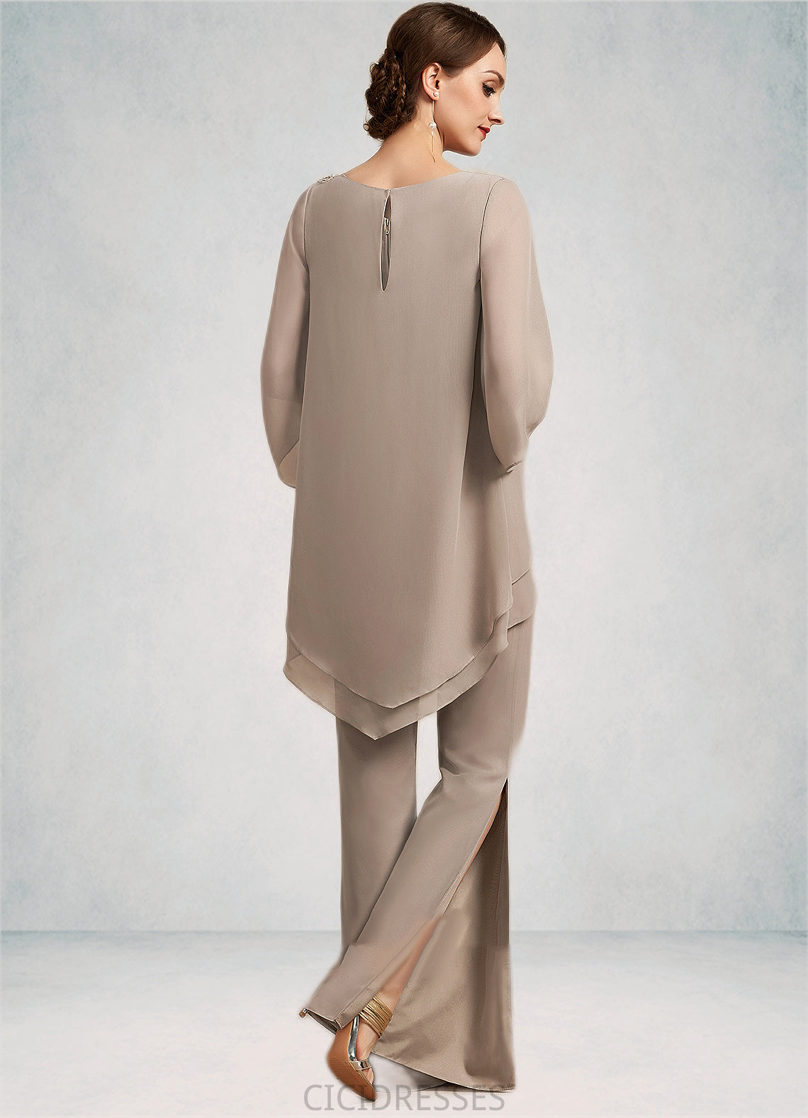 Ina Jumpsuit/Pantsuit Scoop Neck Floor-Length Chiffon Mother of the Bride Dress CIC8126P0014864