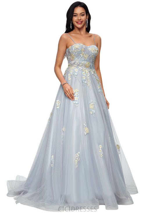 Minnie Ball-Gown/Princess Sweetheart Sweep Train Tulle Prom Dresses With Pleated CIC8P0022192