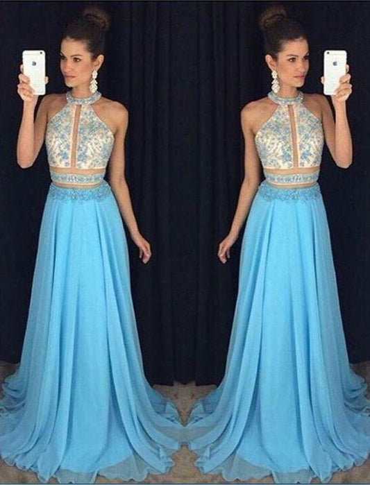 Charming Prom Dress, Sleeveless Two Piece Prom Dress, Long Evening Dress, Sexy Party Dress CD10496