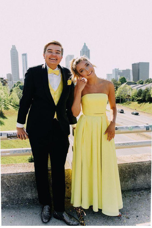 yellow two piece prom dress CD19334