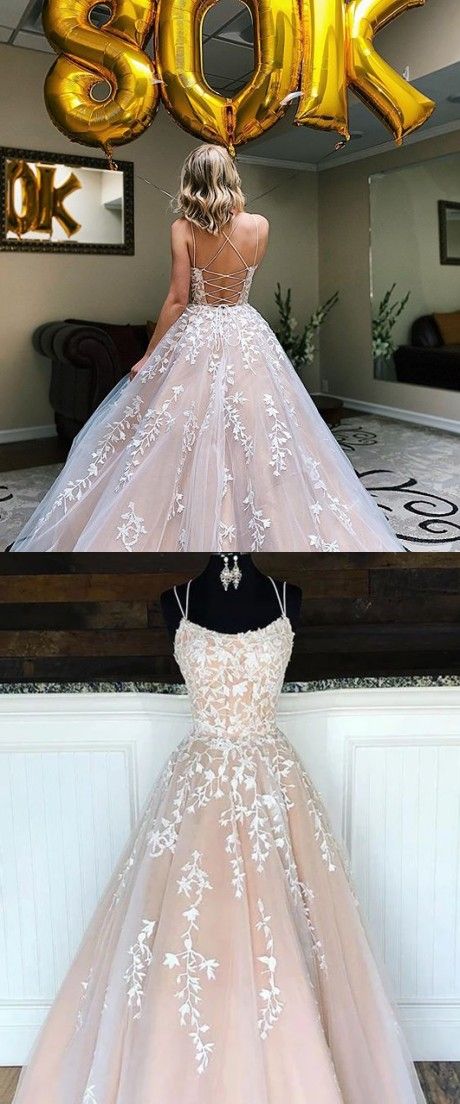 Light Champagne Prom Dresses, Princess Prom Dress with Appliques, Long Prom Dress CD8202