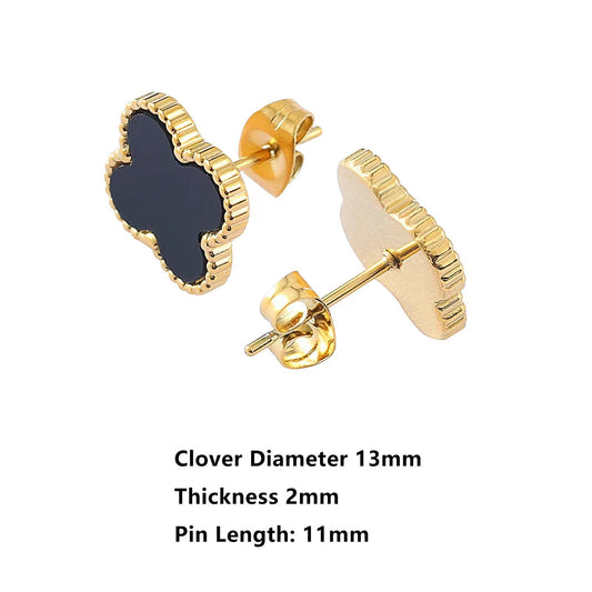 18k Gold Plated Clover Earrings, 15mm Clover Stud Earrings, Four Leaf Clover Stud Earrings, Clover Earrings For Women