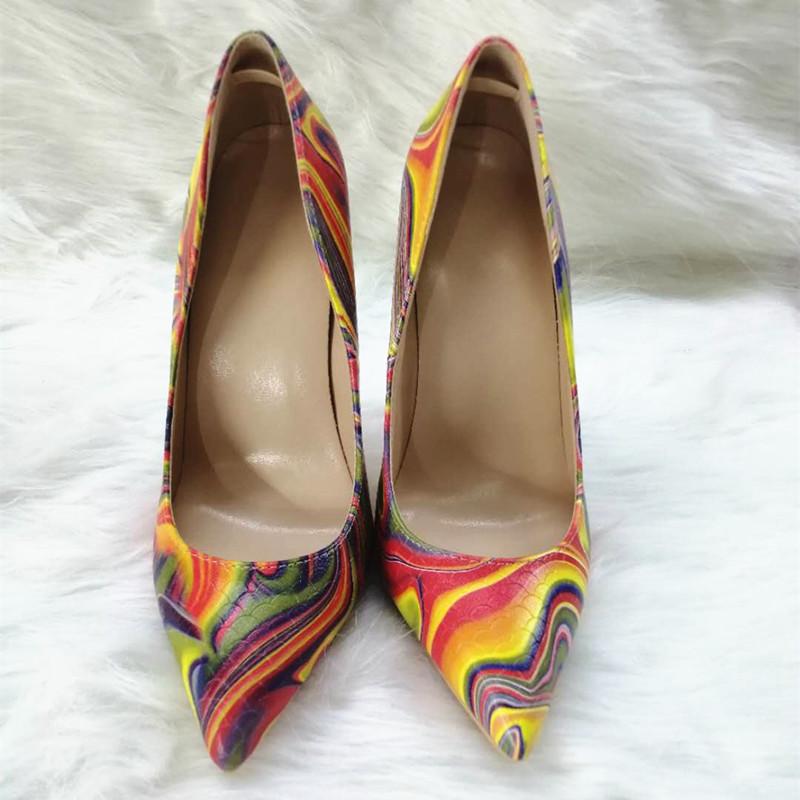 High-heels with colorful patterns, Fashion Evening Party Shoes, yy09