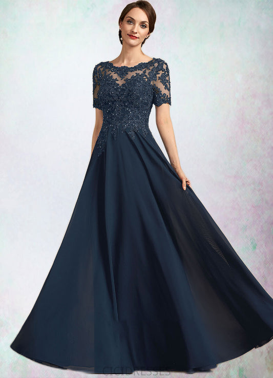 Kaia A-Line Scoop Neck Floor-Length Chiffon Lace Mother of the Bride Dress With Beading Sequins CIC8126P0014577