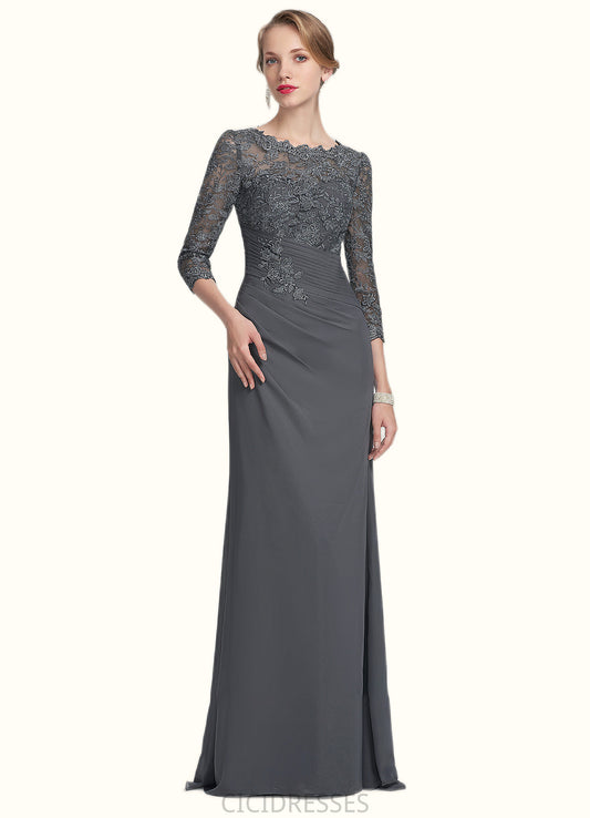Ashlyn Sheath/Column Scoop Neck Floor-Length Chiffon Lace Mother of the Bride Dress With Ruffle CIC8126P0014611
