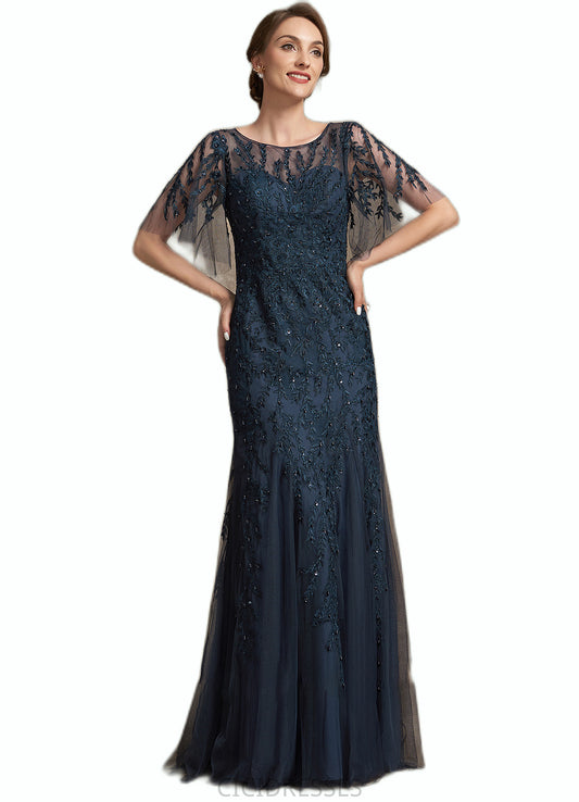 Angie Trumpet/Mermaid Scoop Neck Floor-Length Tulle Lace Mother of the Bride Dress With Sequins CIC8126P0014625
