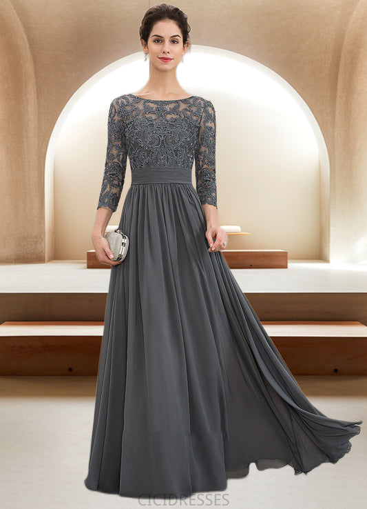 Savannah A-Line Scoop Neck Floor-Length Chiffon Lace Mother of the Bride Dress With Ruffle Beading Sequins CIC8126P0014652