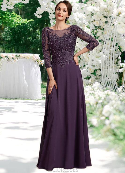 Aurora A-Line Scoop Neck Floor-Length Chiffon Lace Mother of the Bride Dress With Sequins CIC8126P0014670