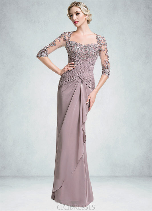 Lucy Trumpet/Mermaid Sweetheart Floor-Length Chiffon Mother of the Bride Dress With Ruffle Cascading Ruffles CIC8126P0014694