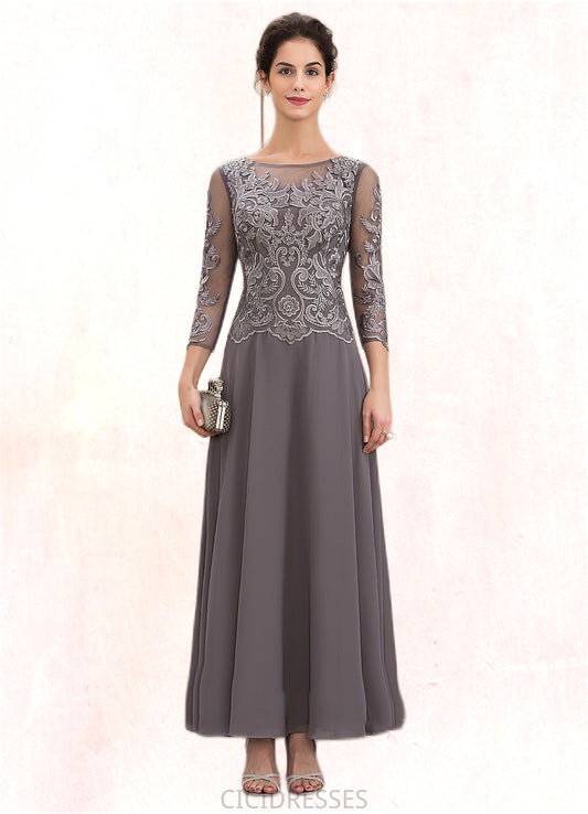 Lucinda A-Line Scoop Neck Ankle-Length Chiffon Lace Mother of the Bride Dress CIC8126P0014706