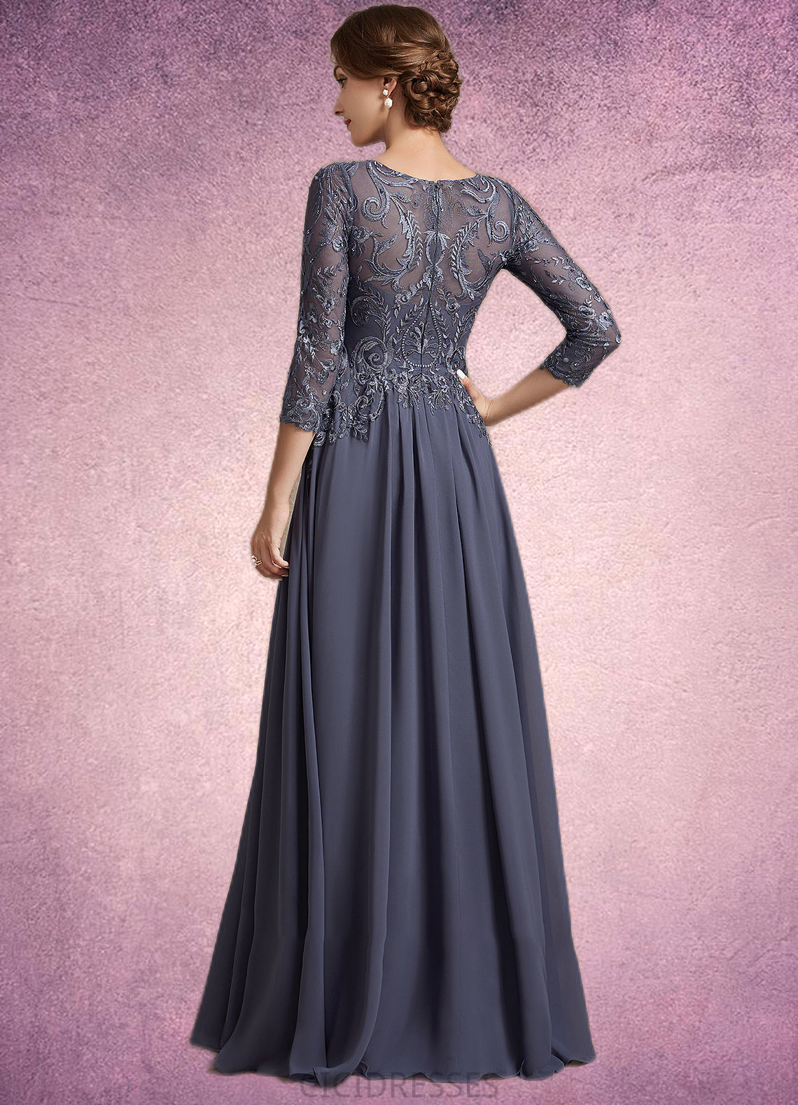 Anahi A-Line Scoop Neck Floor-Length Chiffon Lace Mother of the Bride Dress CIC8126P0014719