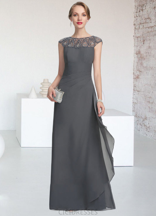 Megan A-Line Scoop Neck Floor-Length Chiffon Mother of the Bride Dress With Beading Sequins Cascading Ruffles CIC8126P0014721