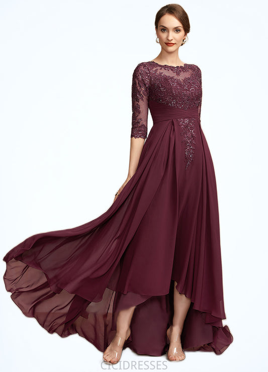 Susanna A-Line Scoop Neck Asymmetrical Chiffon Lace Mother of the Bride Dress With Ruffle Sequins CIC8126P0014765
