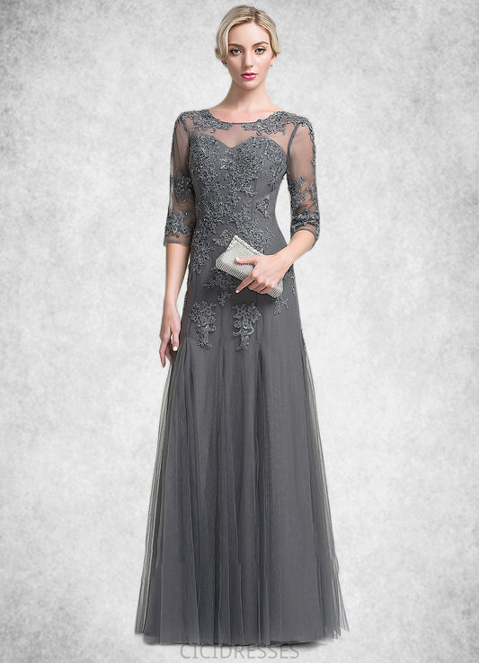 Eleanor A-Line/Princess Scoop Neck Floor-Length Tulle Mother of the Bride Dress With Beading Sequins CIC8126P0014782