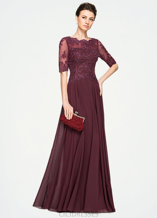 Nancy A-Line Scoop Neck Floor-Length Chiffon Lace Mother of the Bride Dress With Beading Sequins CIC8126P0014810