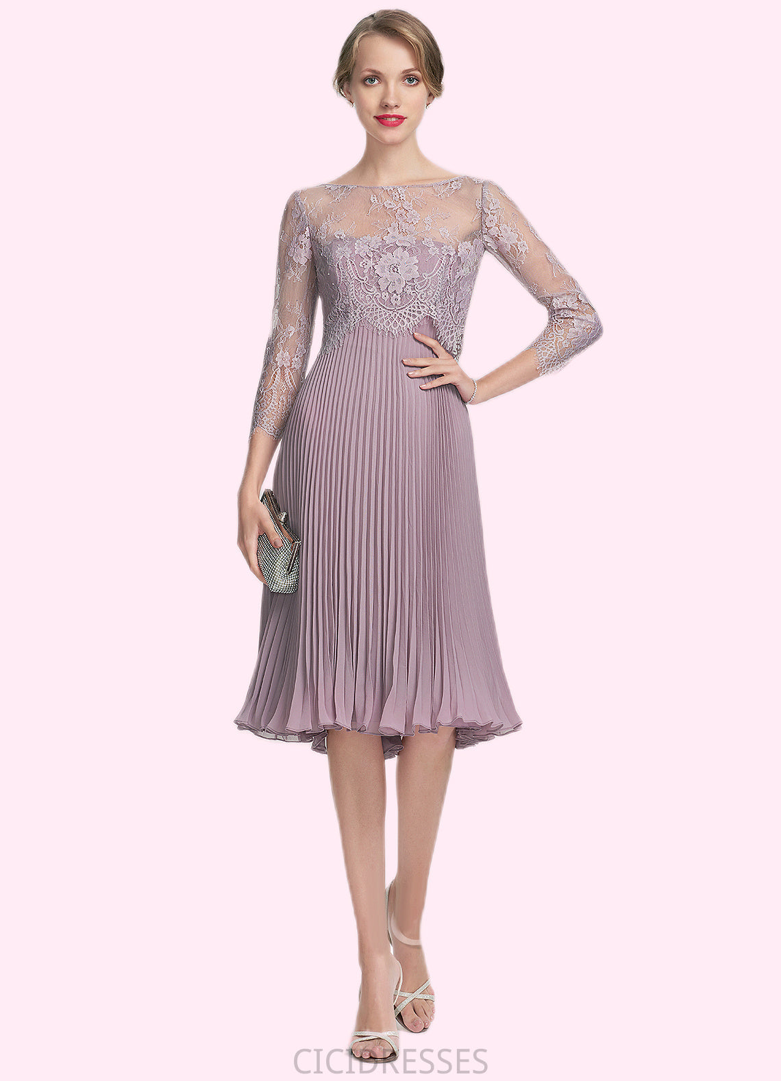 Beatrice A-Line Sweetheart Knee-Length Chiffon Mother of the Bride Dress With Pleated CIC8126P0014823