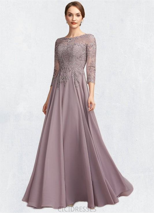 Stacy A-Line Scoop Neck Floor-Length Chiffon Lace Mother of the Bride Dress With Sequins CIC8126P0014918