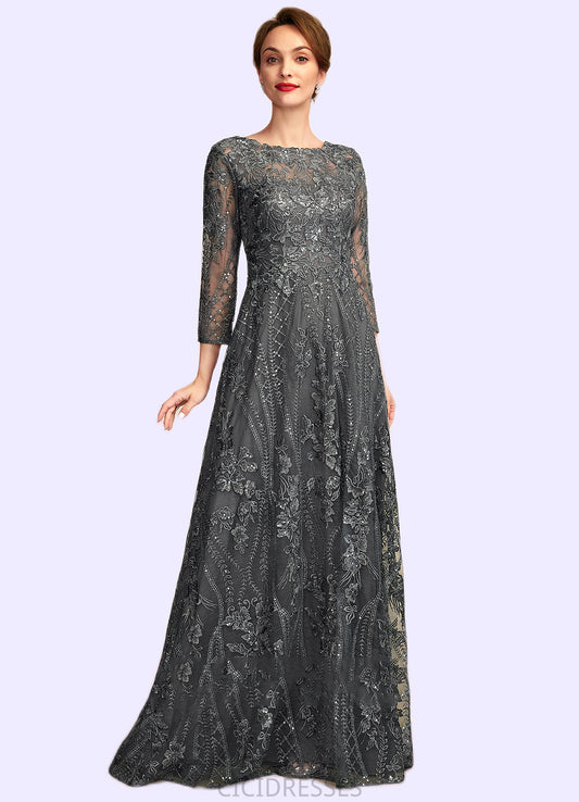 Scarlett A-Line Scoop Neck Floor-Length Lace Mother of the Bride Dress With Sequins CIC8126P0014939