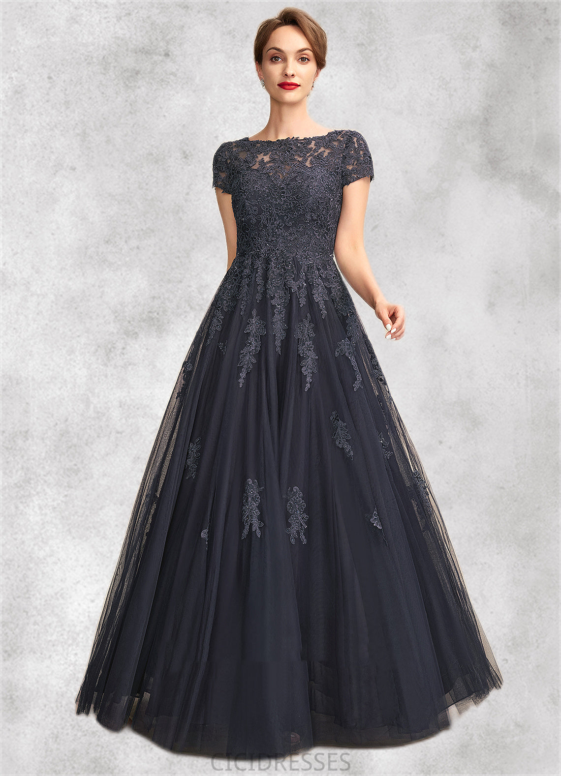 Kaitlyn A-Line Scoop Neck Floor-Length Tulle Lace Mother of the Bride Dress With Beading CIC8126P0015029