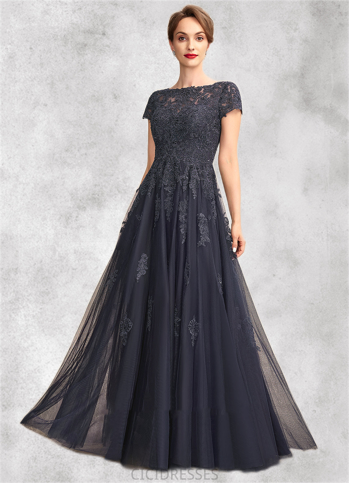 Kaitlyn A-Line Scoop Neck Floor-Length Tulle Lace Mother of the Bride Dress With Beading CIC8126P0015029