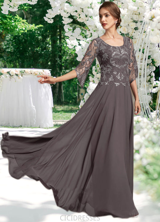 Delaney A-Line Scoop Neck Floor-Length Chiffon Lace Mother of the Bride Dress With Beading Sequins CIC8126P0015036