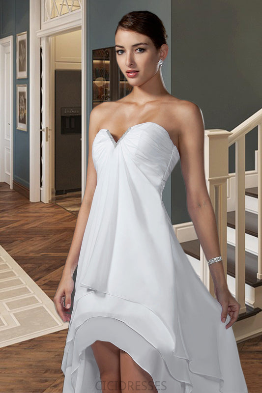 Jenna A-line Sweetheart Asymmetrical Chiffon Homecoming Dress With Beading Ruffle CIC8P0020600