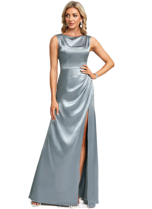 Silvia A-line Cowl Scoop Floor-Length Stretch Satin Bridesmaid Dress CIC8P0022574