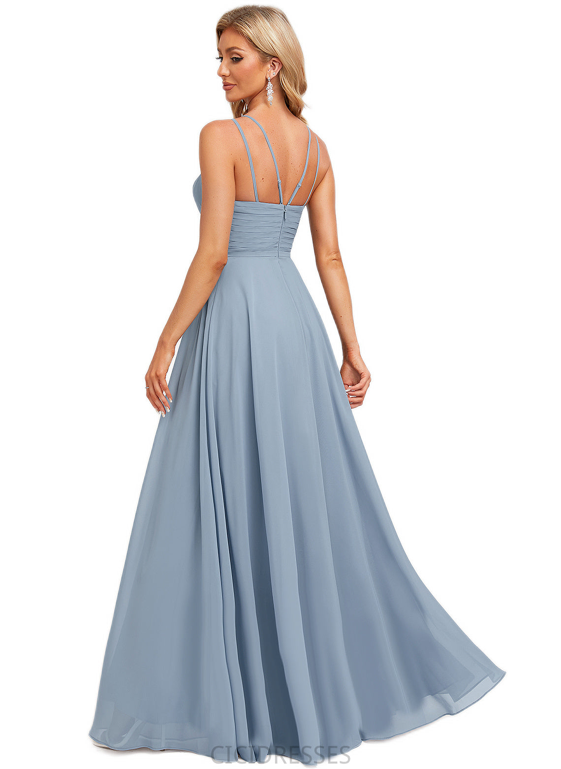 Kristina A-line Halter Floor-Length Chiffon Bridesmaid Dress CIC8P0022575