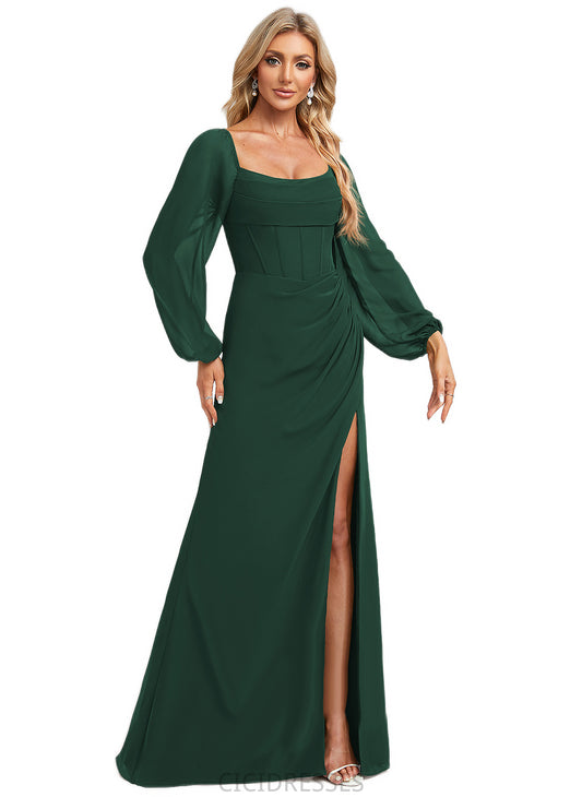 Keyla A-line Scoop Floor-Length Chiffon Bridesmaid Dress CIC8P0022593