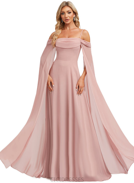 Lina A-line Cold Shoulder Square Floor-Length Chiffon Bridesmaid Dress With Ruffle CIC8P0022598