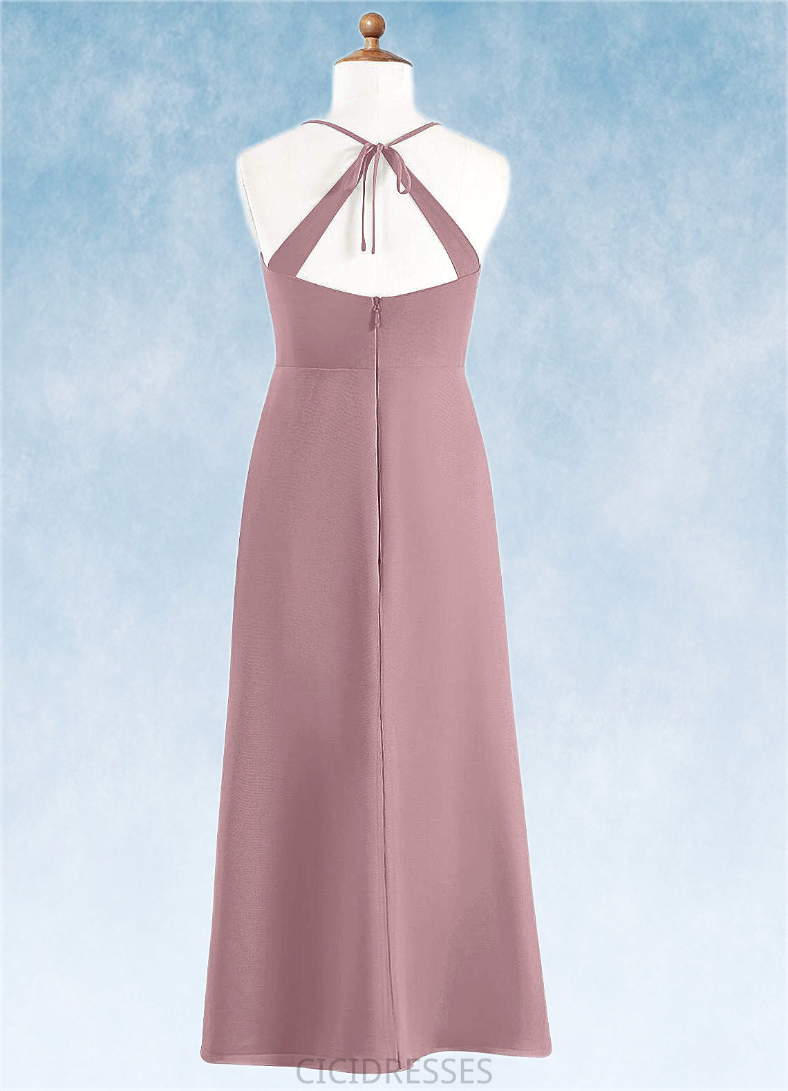 Jane A-Line Chiffon Floor-Length Junior Bridesmaid Dress dusty rose CIC8P0022856