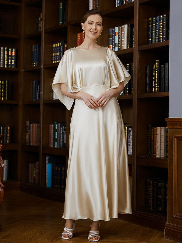 Janiyah A-Line/Princess Silk like Satin Ruched Scoop 1/2 Sleeves Ankle-Length Mother of the Bride Dresses CIC8P0020243
