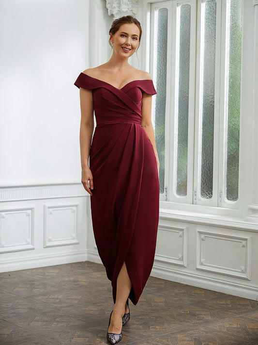 Stella Sheath/Column Stretch Crepe Ruched Off-the-Shoulder Sleeveless Floor-Length Mother of the Bride Dresses CIC8P0020245