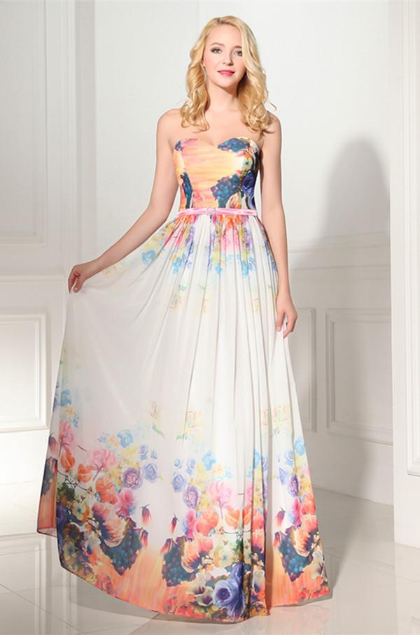 New Arrival Charming Simple Printing Long Prom Dress 01