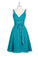 A-line V-neck Chiffon Turquoise Homecoming Dresses ED29