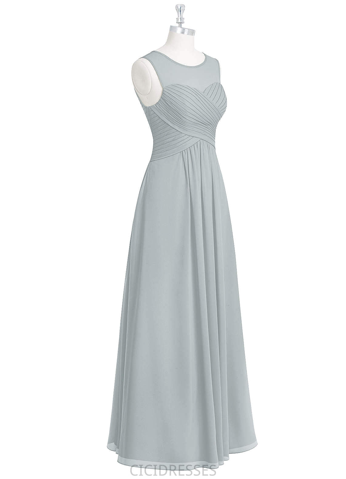 Adrienne Natural Waist A-Line/Princess Spaghetti Staps Sleeveless Floor Length Bridesmaid Dresses