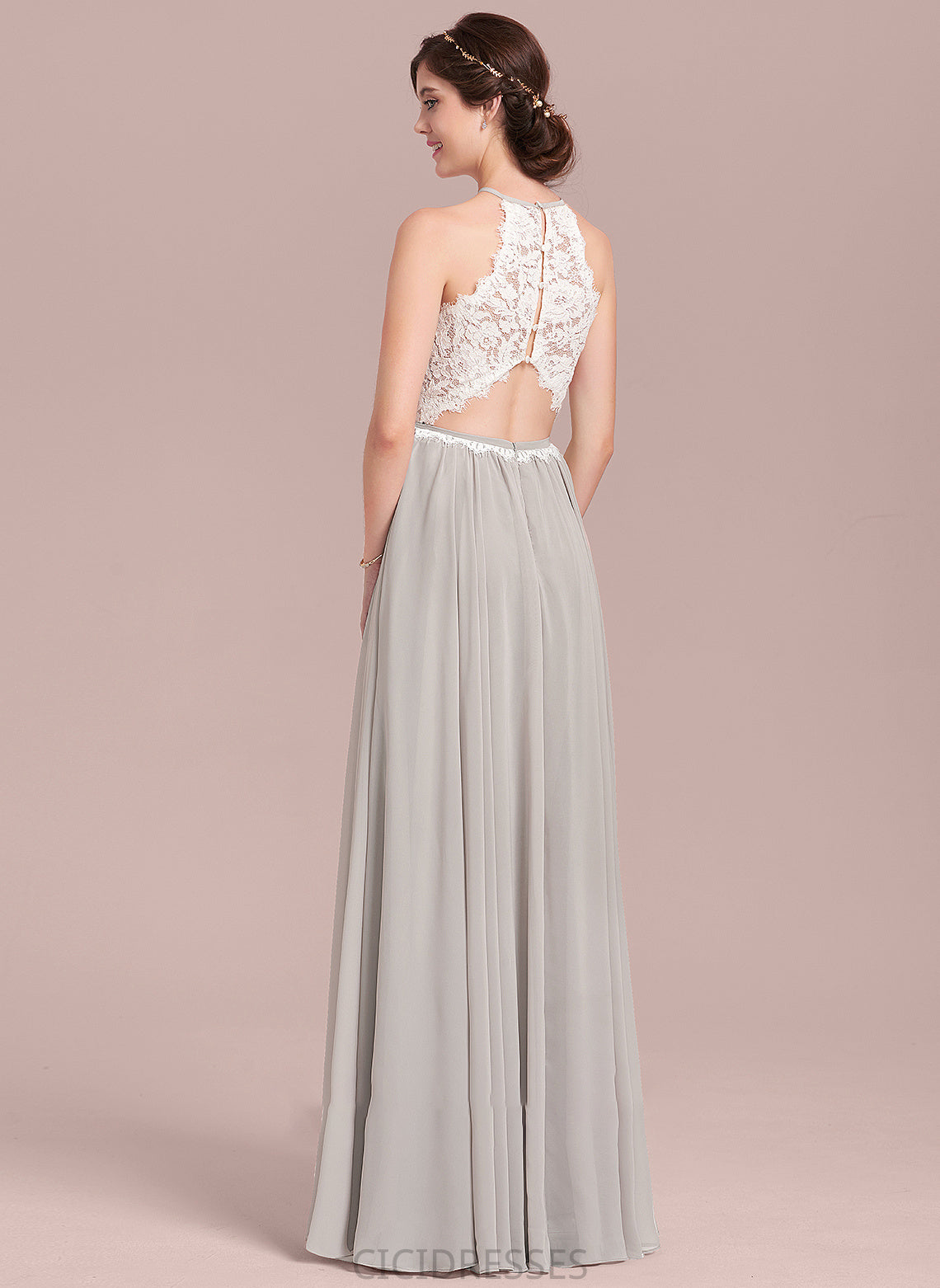 Straps Silhouette A-Line Fabric Length Neckline Floor-Length Lace ScoopNeck Morgan Trumpet/Mermaid Natural Waist Bridesmaid Dresses