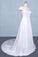 Simple A Line Cap Sleeves Wedding Dress with Lace, Long Bridal Dress with Lace N2351