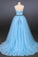 Light Blue High Low Strapless Tulle Prom Dresses, Hi-Lo Tulle Evening Dresses N2340