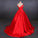 Puffy Off the Shoulder Red Satin Prom Dress, A Line Party Dress with Belt N2342