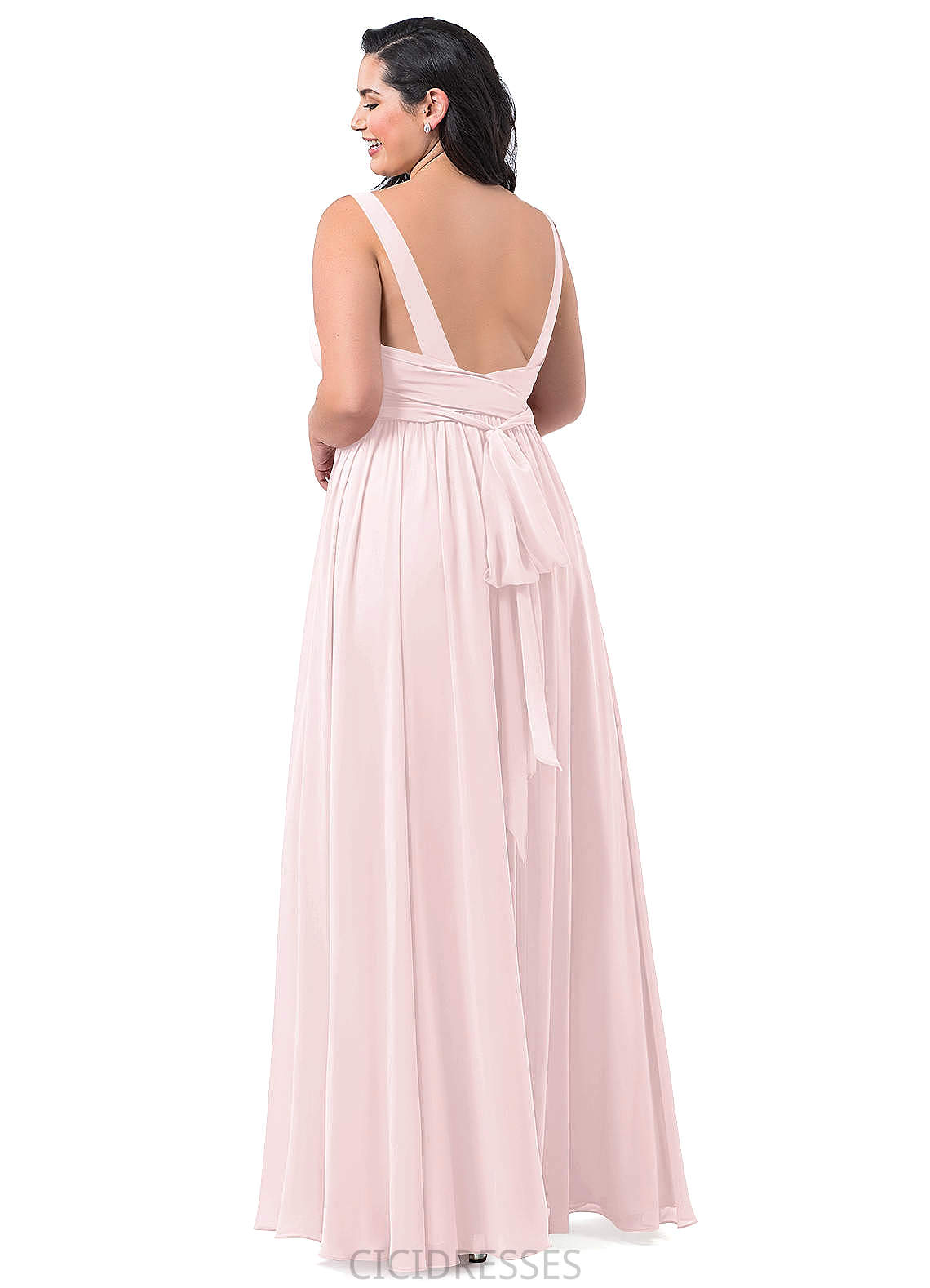 Caitlin Sleeveless V-Neck Natural Waist A-Line/Princess Floor Length Bridesmaid Dresses