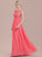 ScoopNeck A-Line Neckline Silhouette Fabric Ruffle Floor-Length Embellishment Length Shyla Spaghetti Staps Floor Length Bridesmaid Dresses