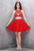 Two Piece Chiffon Red Beading Homecoming/Prom Dresses  ED77