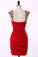 Straps Short Chiffon Red Prom Dresses Homecoming Dress ED43