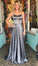 2024 Cheap A Line Elastic Satin Halter Lace Up Back Gray Long Prom Dresses