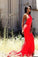 2024 Red Sheath Halter Backless African American Long Prom Dress