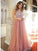 2024 New Arrival Dusty-Rose Tulle V Neck Sleeveless Beaded See Through Prom Dresses