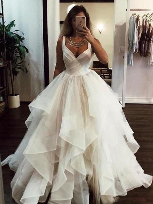 2024 Cheap Wedding Dresses Sweetheart Tulle Pleated Ruffles Backless Ball Gown Bridal Gowns