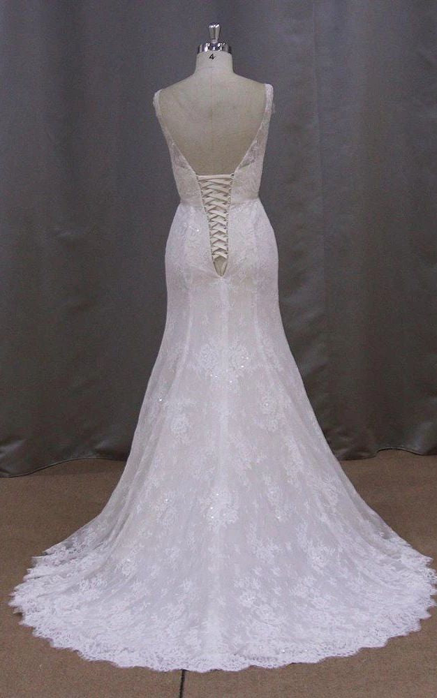 2024 Mermaid Wedding Dresses Round Neck Capped Sleeves Lace Detachable Sleeves Bridal Gowns